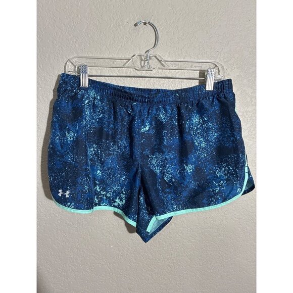 Under Amour running shorts  Womens Splatter Print  Blue Teal Lightweight m - Picture 1 of 9